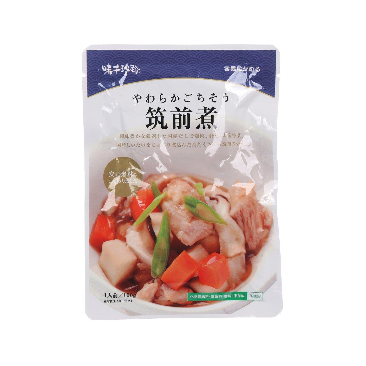 Chikuzenni simmered vegetable pouch, 100 g, front with vegetable mix photo