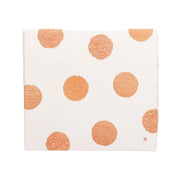 Shrimp cracker assortment box with orange polka-dot pattern on white