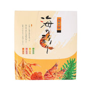 Seafood cracker assortment package with colorful shrimp illustration