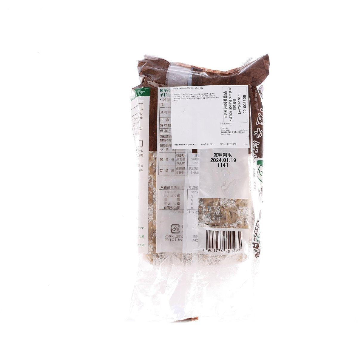 SHINETSU Shinshu soba noodle pouch, back with barcode and ingredient information