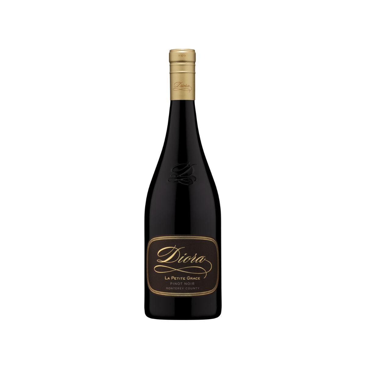DIORA Pinot Noir wine bottle with gold foil cap and front label