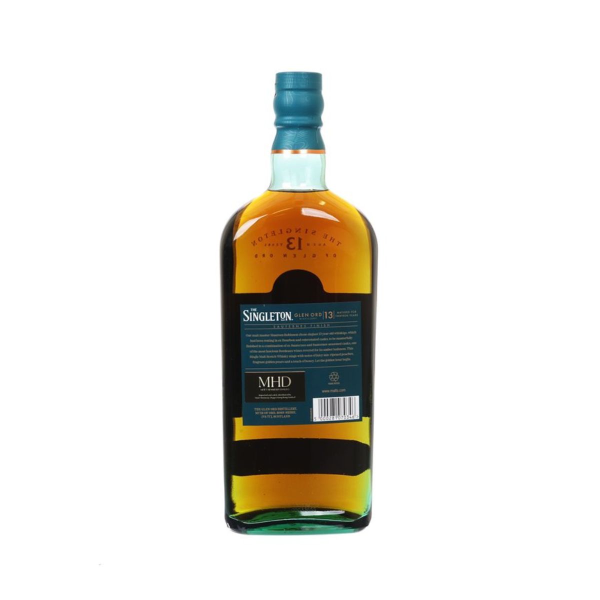 Singleton Glen Ord 13YO single malt whisky bottle, back label, Sauternes finish