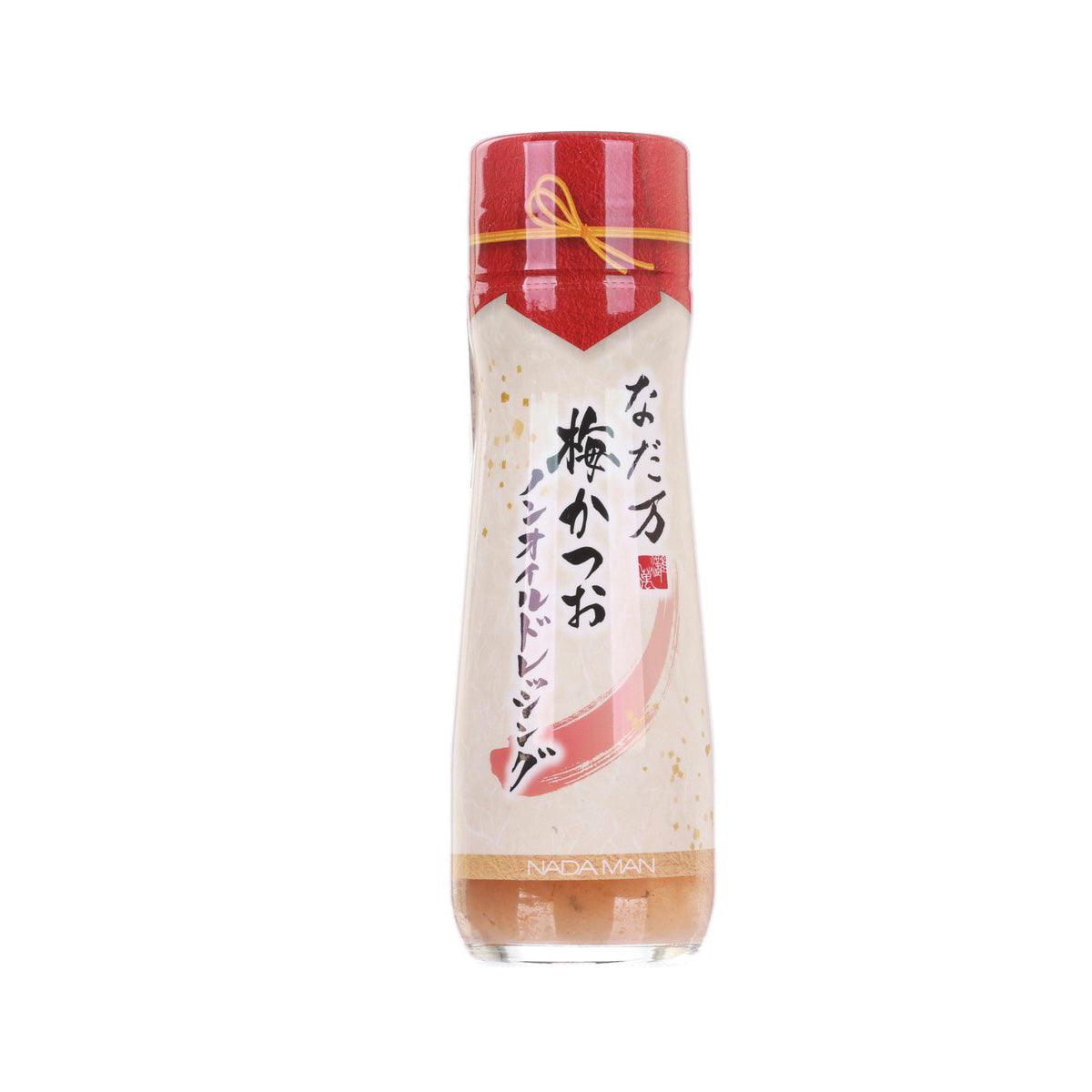 NADAMAN plum and bonito non-oil dressing bottle, red cap with front label