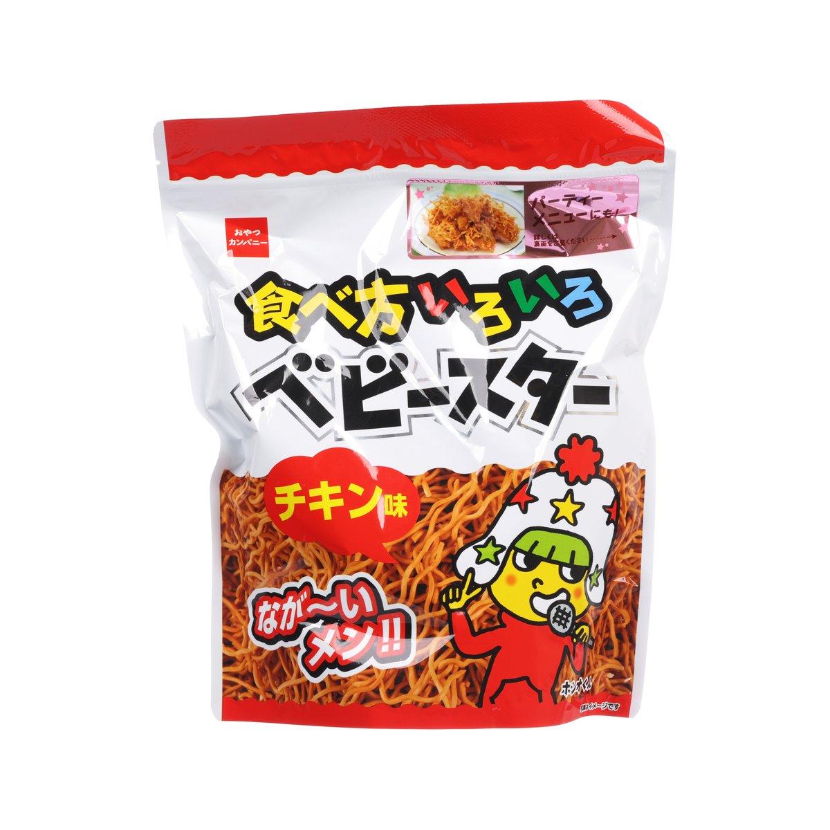 Chicken ramen snack pouch, red-and-white front with star-shaped graphics