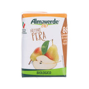 Almaverde Bio organic pear nectar carton with pear fruit illustration