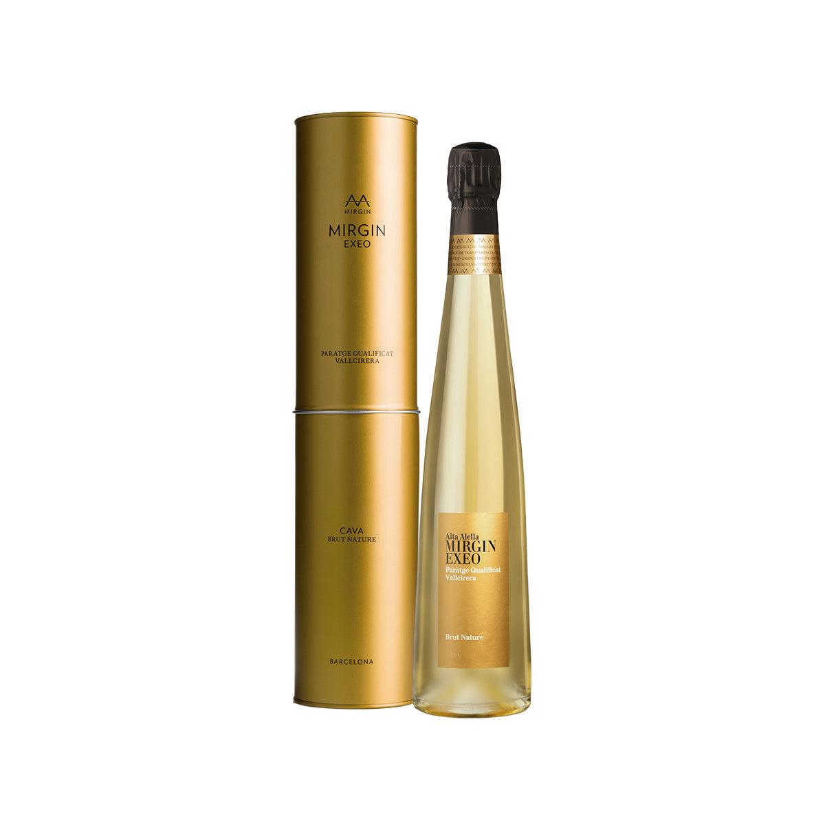 Mirgin EXEO Cava 2016: gold wine bottle with black cap and gold gift tube