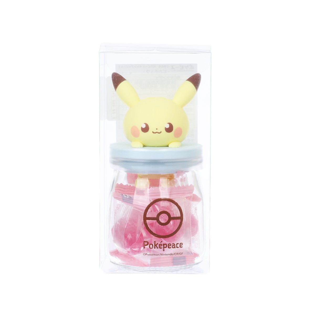 Pikachu figure candy bottle toy in clear blister, with pink candy package