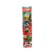 Minions grape flavor drink pouch, 360 mL, red green front with characters
