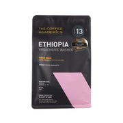 Coffee bean pouch by THE COFFEE ACADEMICS, black with pink front panel, Ethiopia 13