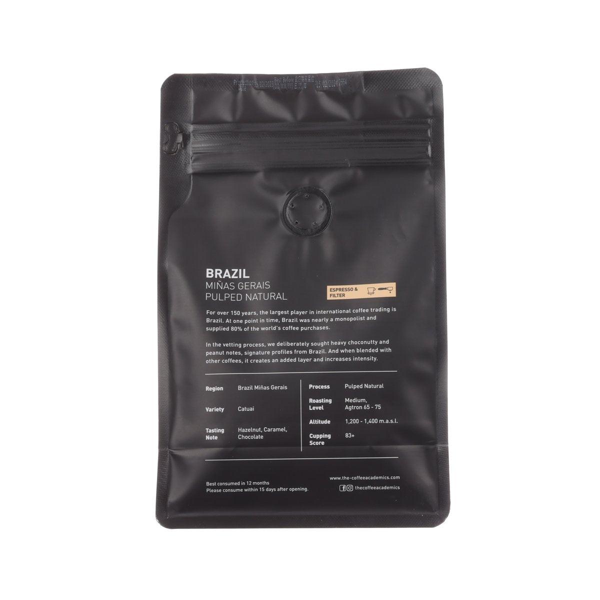 THE COFFEE ACADEMICS coffee bean pouch back panel with roast and tasting details