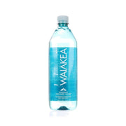 WAIAKEA volcanic water bottle, clear plastic with blue label and screw cap, 1L.