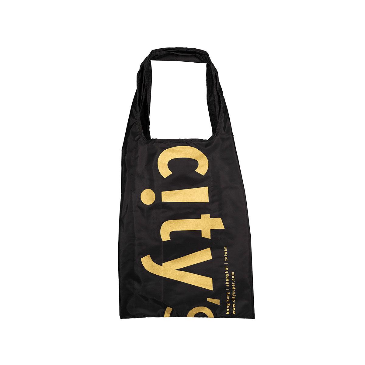 Black pocketable shoulder bag with large gold CITYSUPER lettering