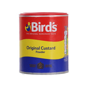 BIRD'S Original Custard Powder canister with red, yellow, and blue label