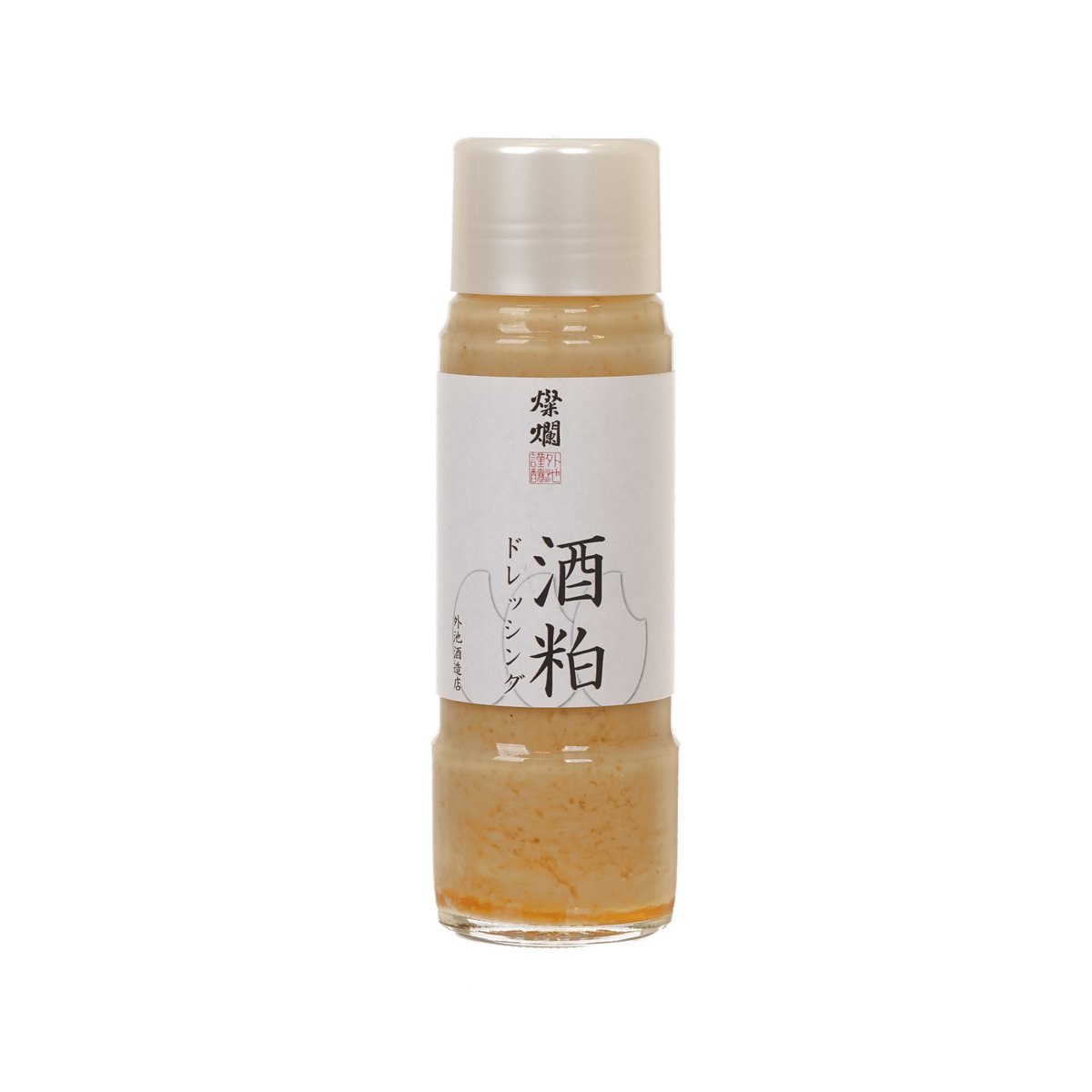 Sake lees dressing bottle, 200 mL, with white cap and front label
