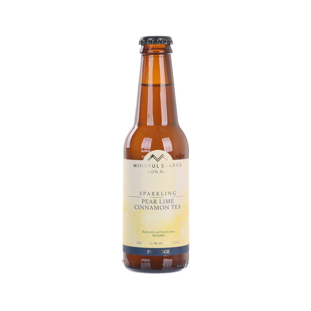 MINDFUL SPARKS pear lime cinnamon sparkling tea bottle, 245 mL, amber glass