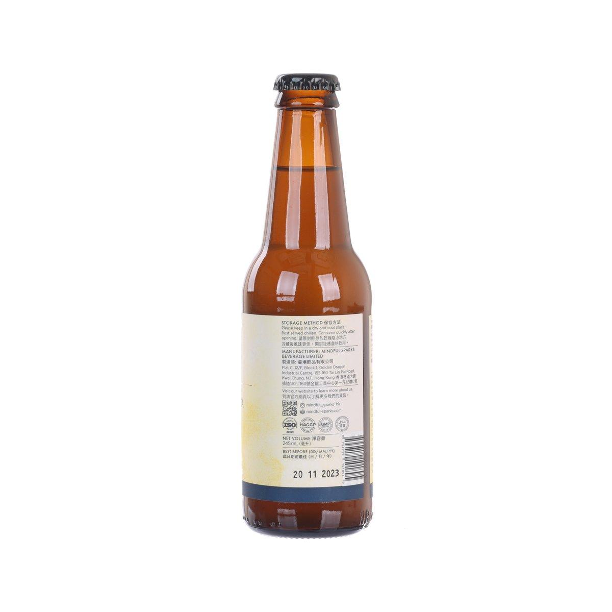 MINDFUL SPARKS sparkling tea bottle with back label and nutrition info, 245 mL