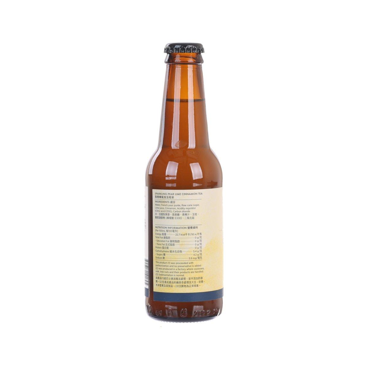 MINDFUL SPARKS sparkling tea bottle with side ingredient text, 245 mL, amber glass