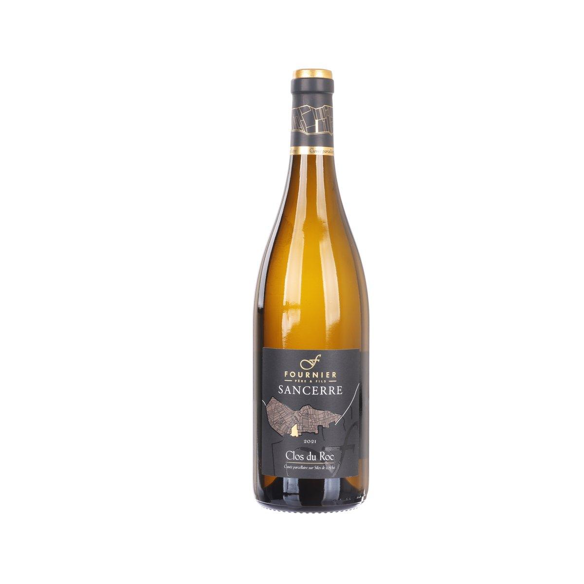 Sancerre white wine bottle with gold label and dark foil neck