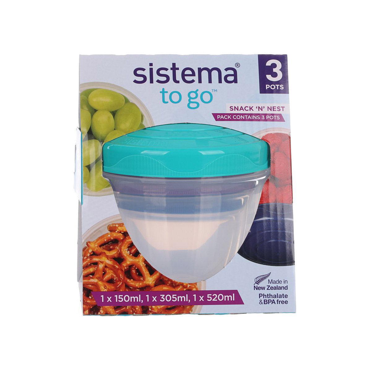 SISTEMA TO GO Snack 'n' Nest inner container, teal lid and clear base