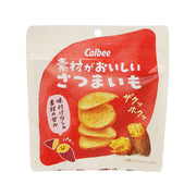 Calbee sweet potato chips bag, red front with sliced chips graphic