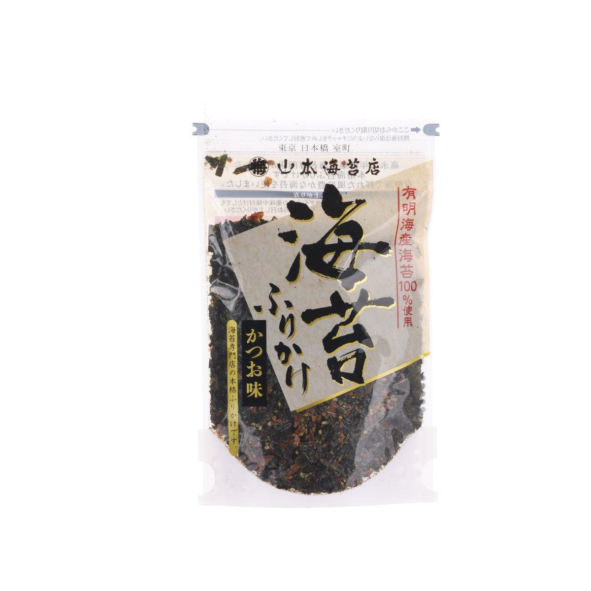 YAMAMOTO NORITEN seaweed & bonito rice topping pouch, black flakes in stand-up bag