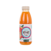 Orange vitamin tea drink bottle with VITHIT Perform label, 500 mL.