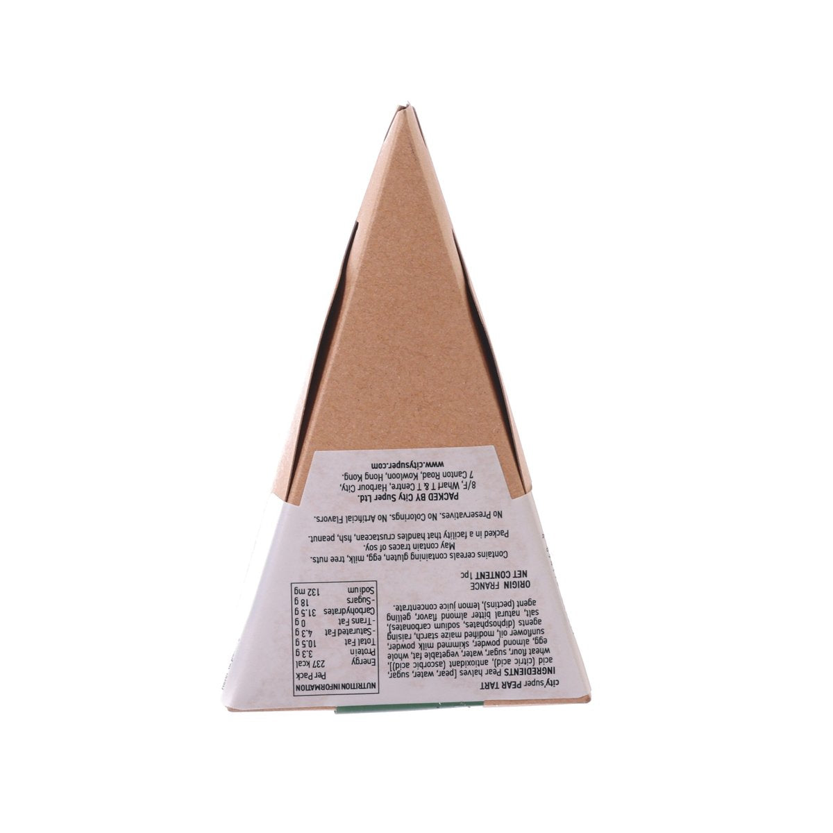 CITYSUPER pear tart triangular box back with ingredient text