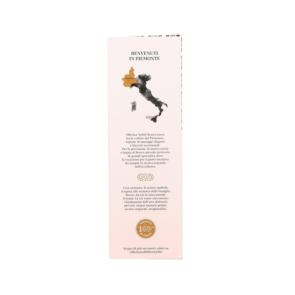 Organic biscotti pouch, Italian Piemonte story text with seal