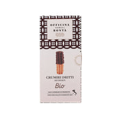 Organic dark chocolate coated biscuit box with front label and biscuit illustration
