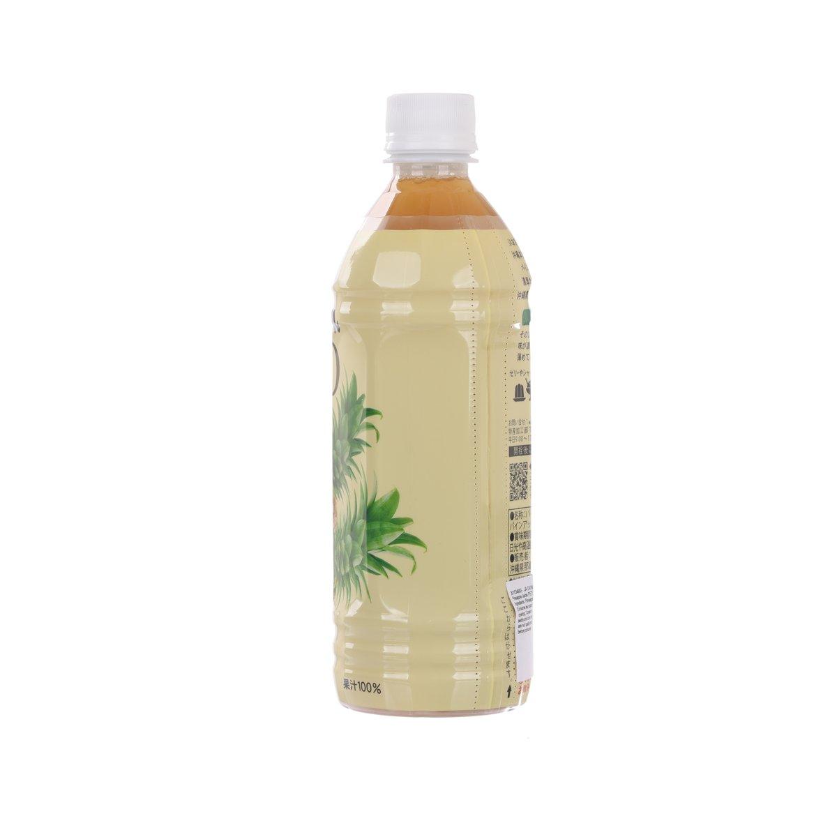 500 mL pineapple juice PET bottle with side label and green pineapple leaf graphics