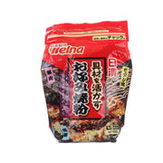 WELNA okonomiyaki Japanese pizza mix pouch, red front panel with serving photo
