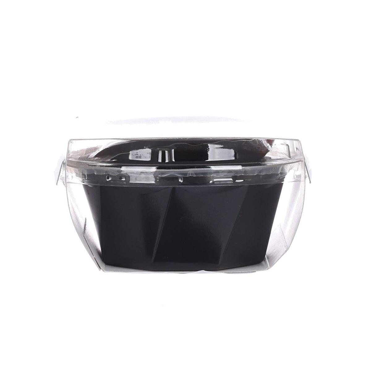 Coffee jelly in a clear plastic cup filled with dark gel