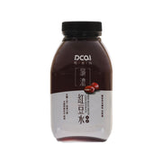 DCAL red bean drink concentrate PET bottle, black cap, dark brown liquid, front label