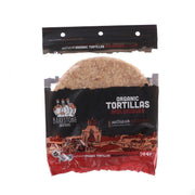 Organic multigrain tortillas package with visible tortilla image
