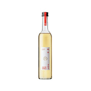 ICHINOYA umeshu liqueur bottle, clear glass with pale amber liquid and red cap