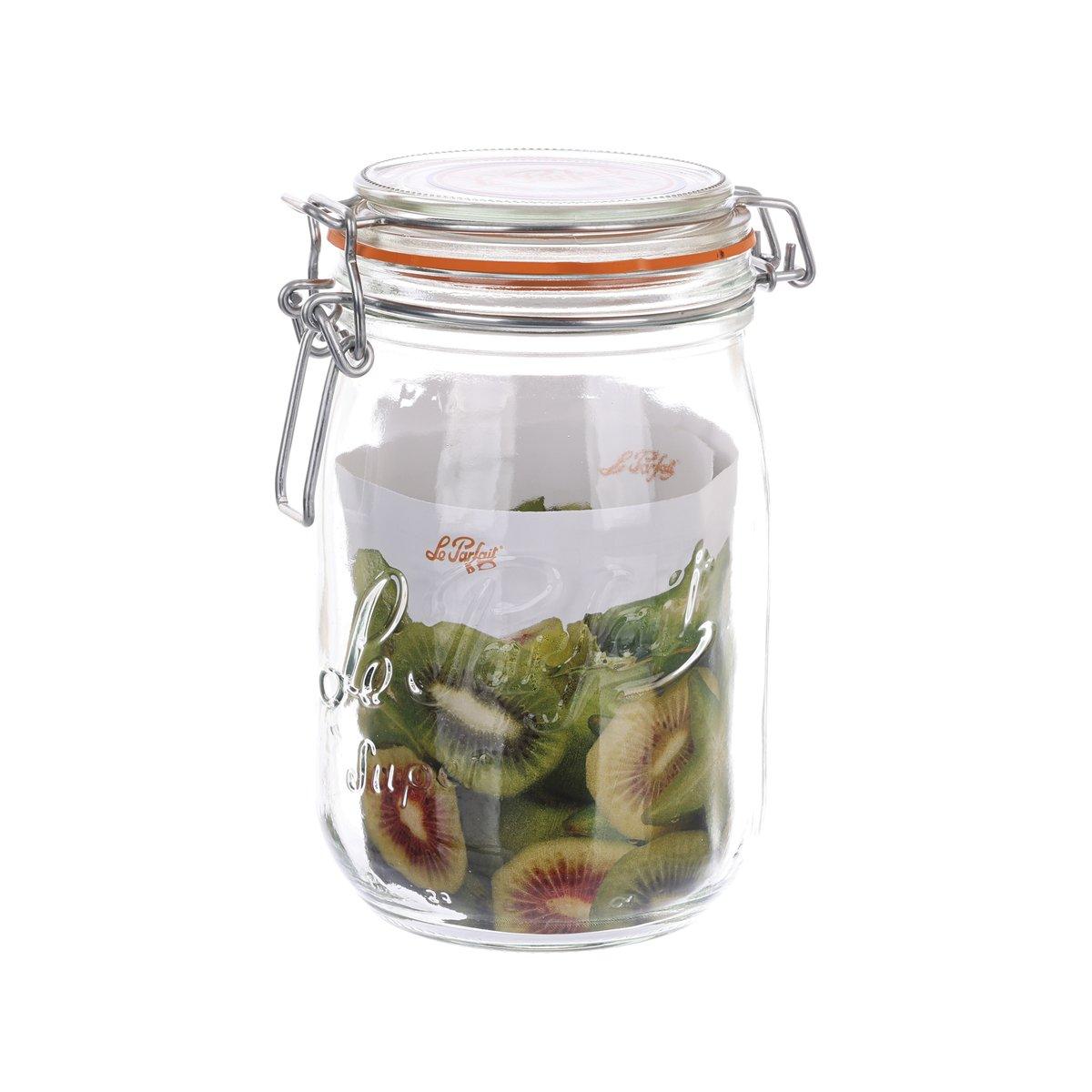 1000mL glass sealed bottle with clamp lid, filled with kiwi fruit slices