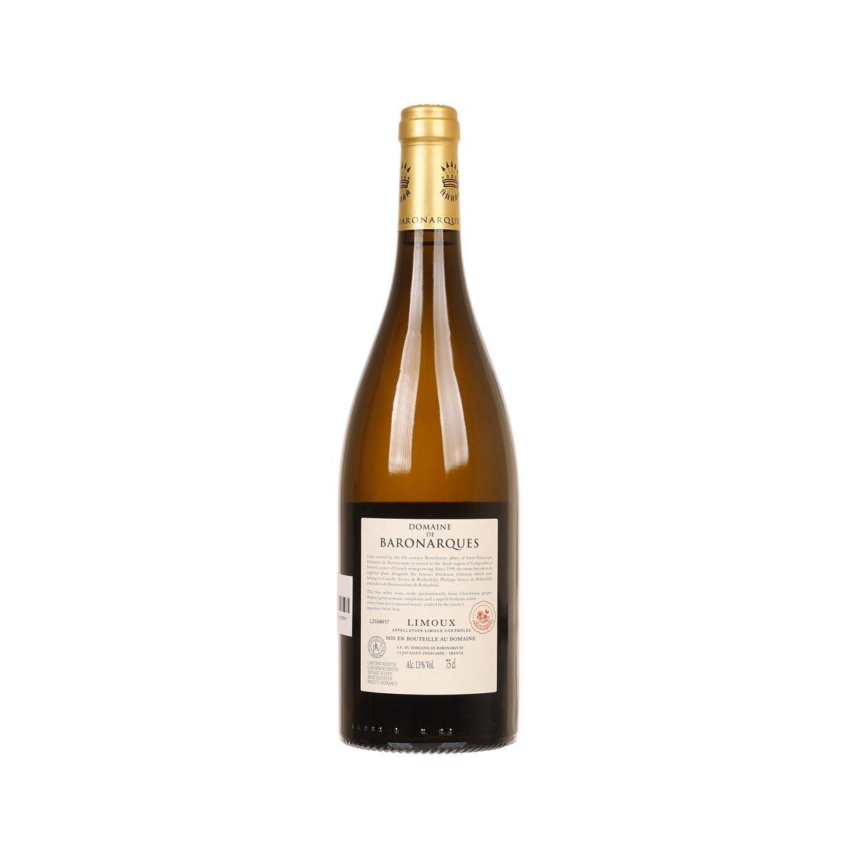 DOM DE BARON'ARQUES Limoux Blanc 2020 white wine bottle, 750 mL, back label view