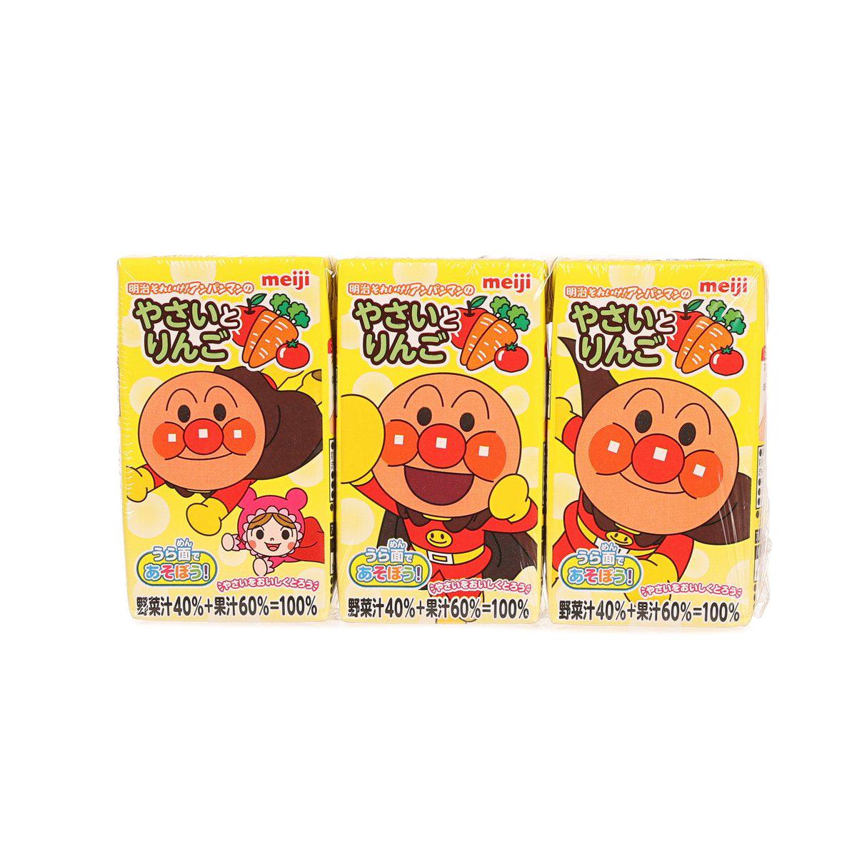 Meiji Anpanman veggie & apple juice carton 3-pack, front panels