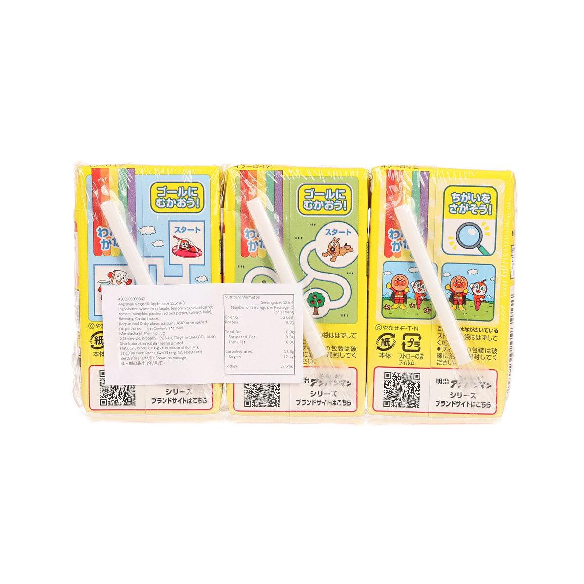 Meiji Anpanman veggie & apple juice carton 3-pack, back panels with info