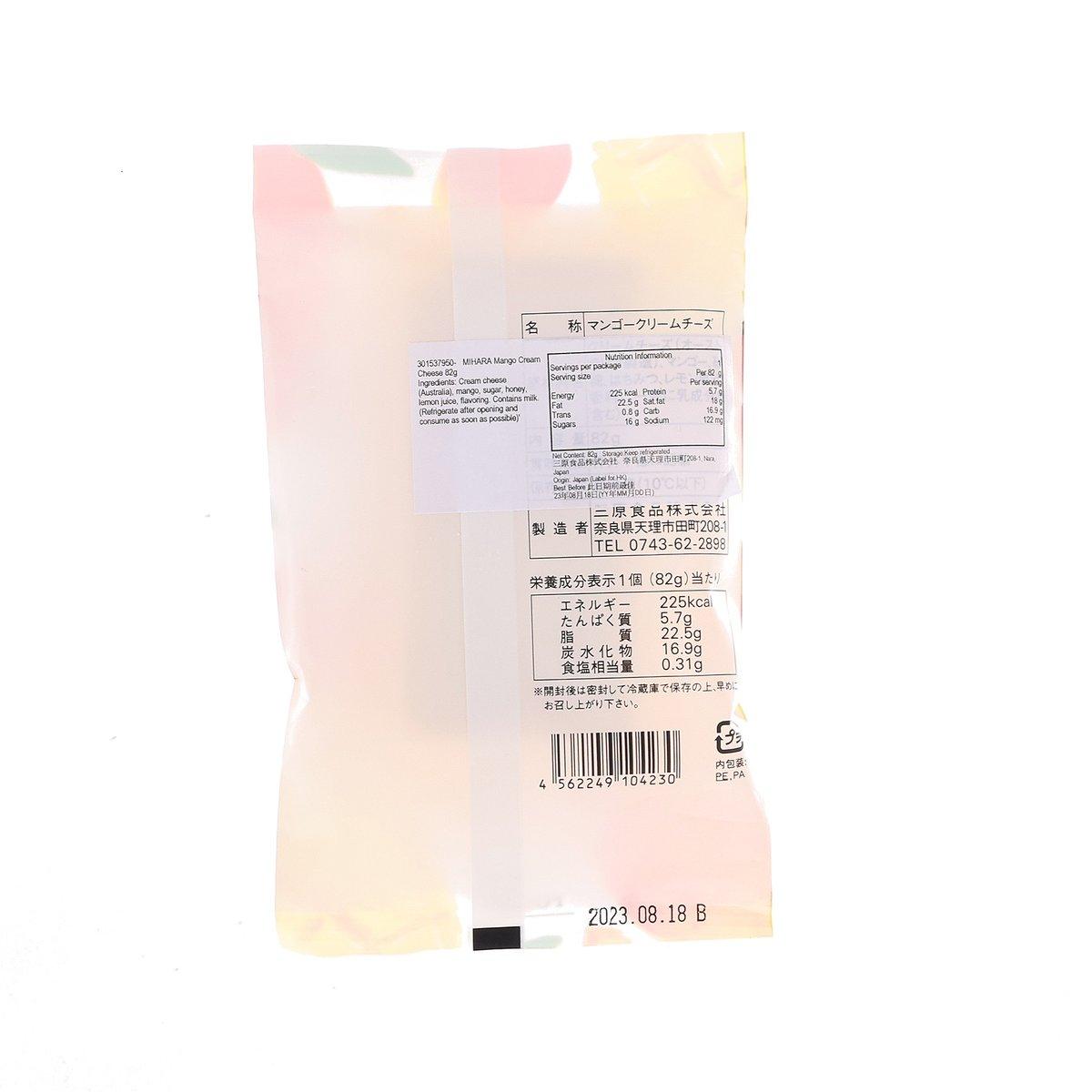 MIHARA mango cream cheese 82 g pouch back with ingredient and nutrition panel