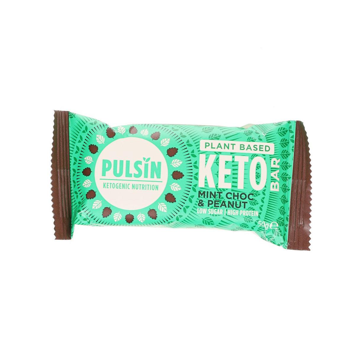 Keto protein bar wrapper, mint green, Mint Choc & Peanut, plant based