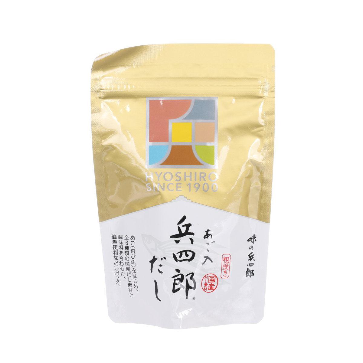 Flying fish soup stock pack, gold and white pouch with brand logo