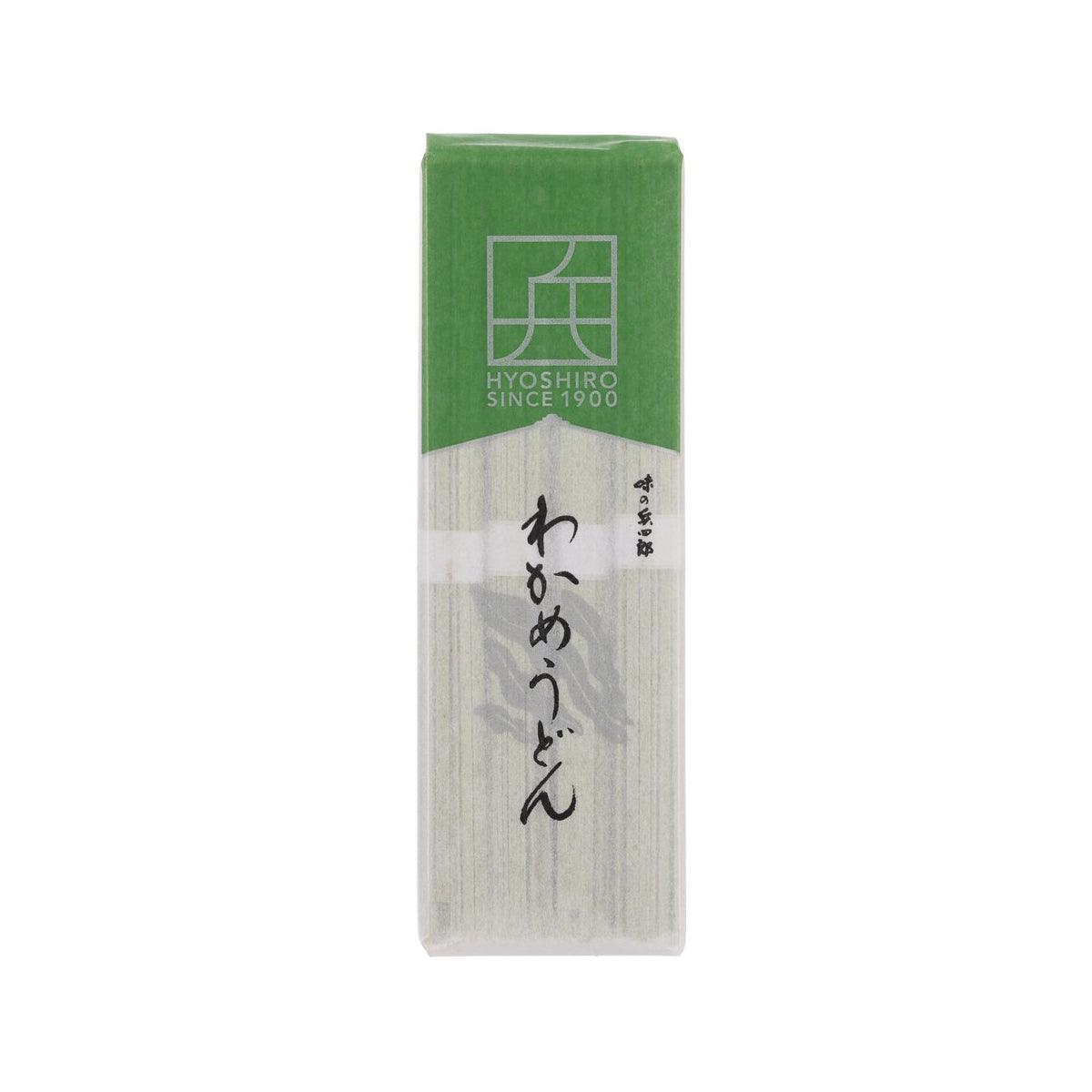 AJINOHYOSHIRO wakame seaweed udon noodle package, green and white front label