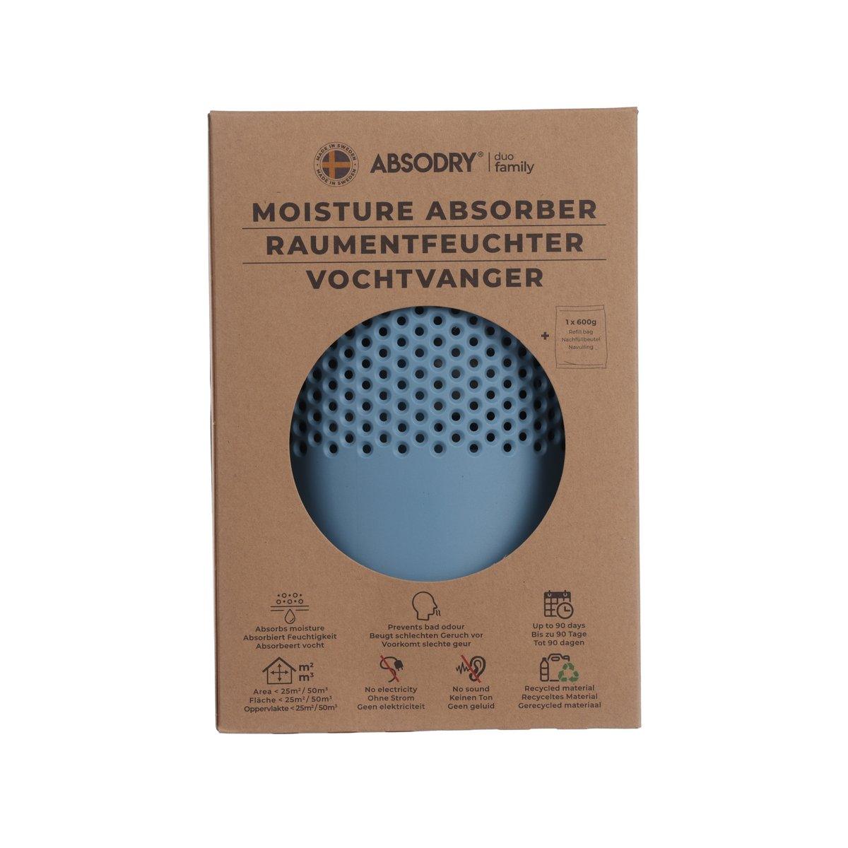 Moisture absorber bag package with blue perforated circular front window