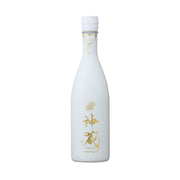 KAGURA Junmai Daiginjo sake bottle, clear white glass with gold crest label, 720 mL