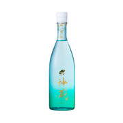 KAGURA clear junmai sake bottle with pale blue liquid and white cap