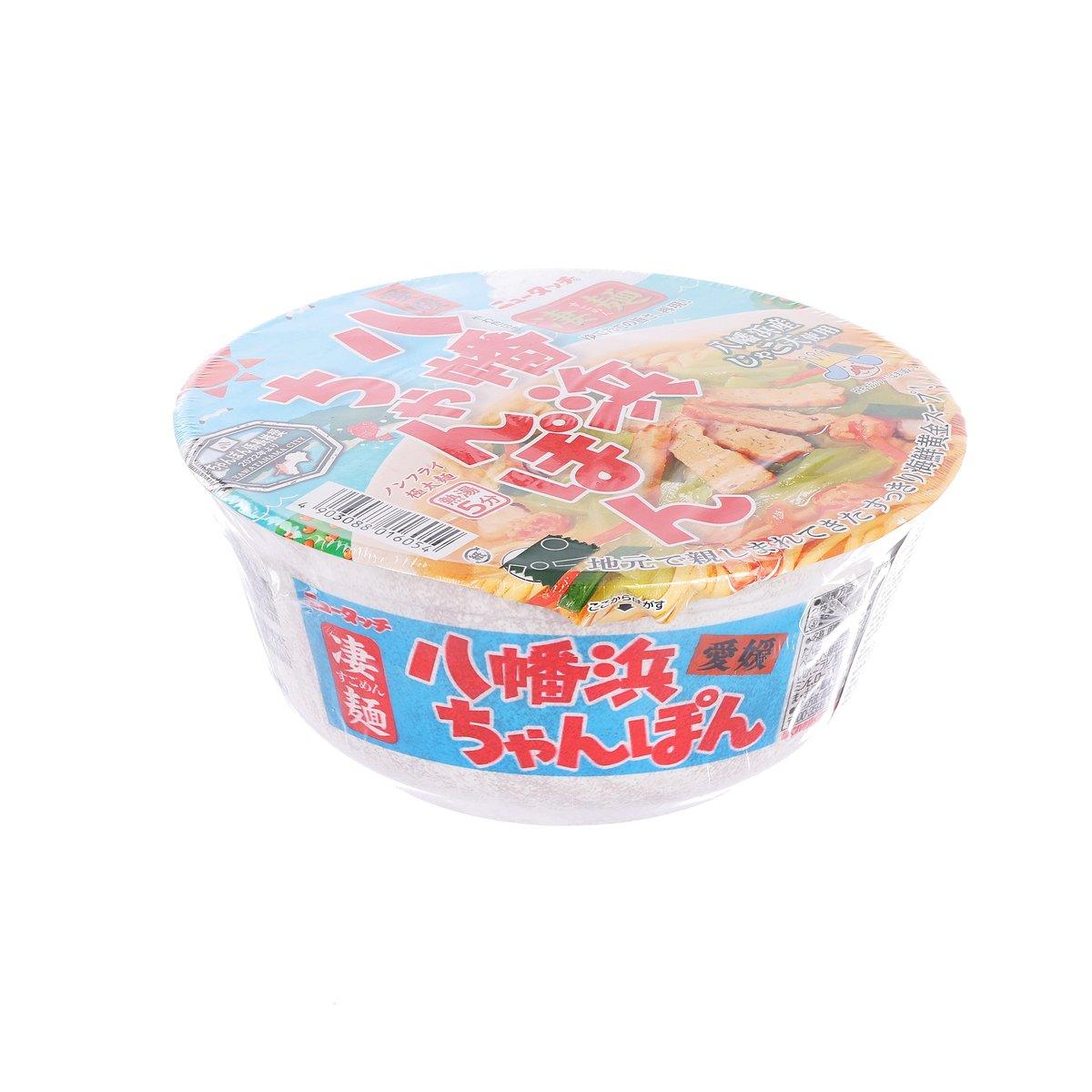 YAMADAI chanpon ramen instant noodle cup, blue and orange label on lid and side