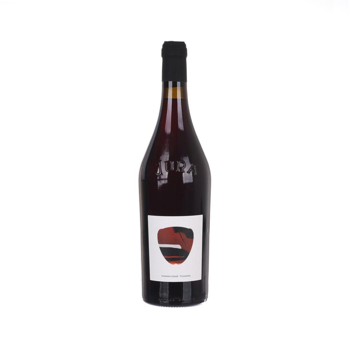 Front label wine bottle with dark burgundy glass and black capsule, 750 mL