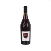 Front label wine bottle with dark burgundy glass and black capsule, 750 mL