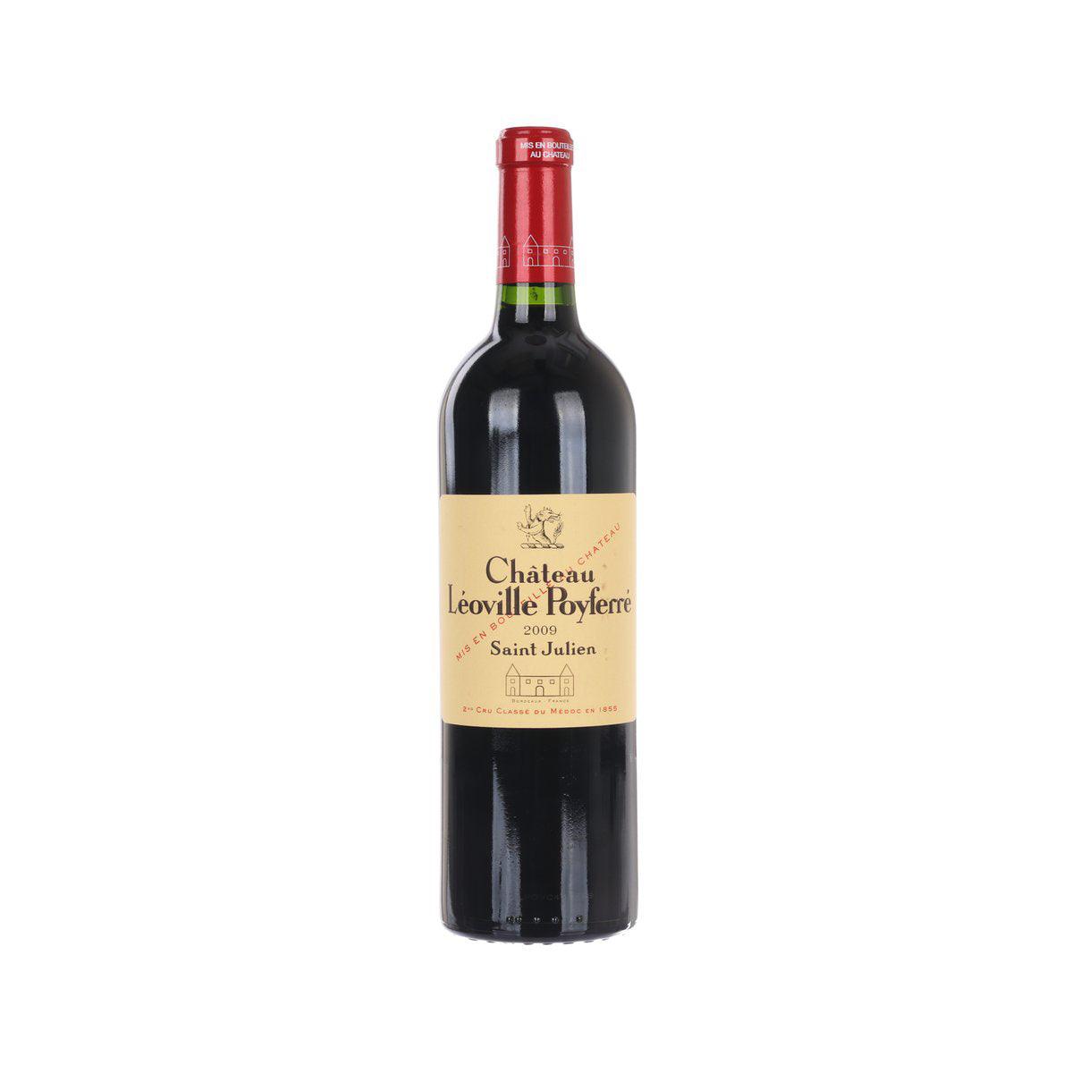 Red wine bottle with Chateau Leoville Poyferre label, Saint-Julien vintage 2009
